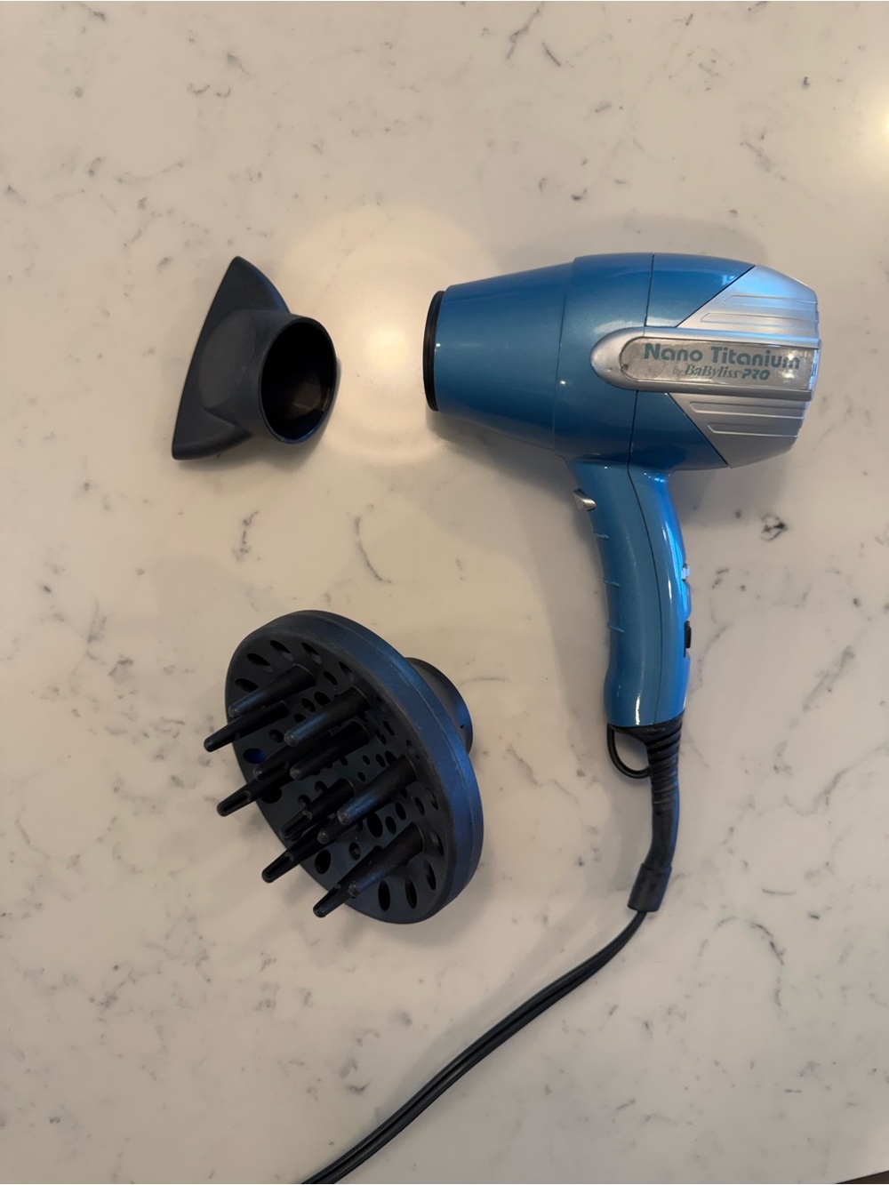 BaBylissPRO Nano Titanium Blue Travel Hair Dryer with Diffuser